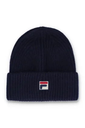 Fila Navy Ricco gerippte Watchman-Mütze mit Umschlag