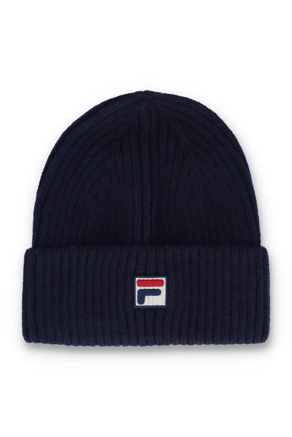 Fila Navy Ricco gerippte Watchman-Mütze mit Umschlag