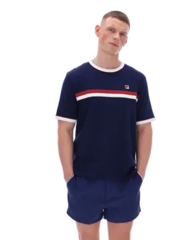Fila Navy Rosario T-Shirt mit Frottee-Streifen
