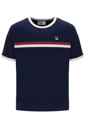 Fila Navy Rosario T-Shirt mit Frottee-Streifen