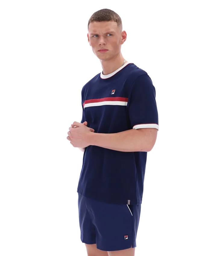 Fila Navy Rosario T-Shirt mit Frottee-Streifen