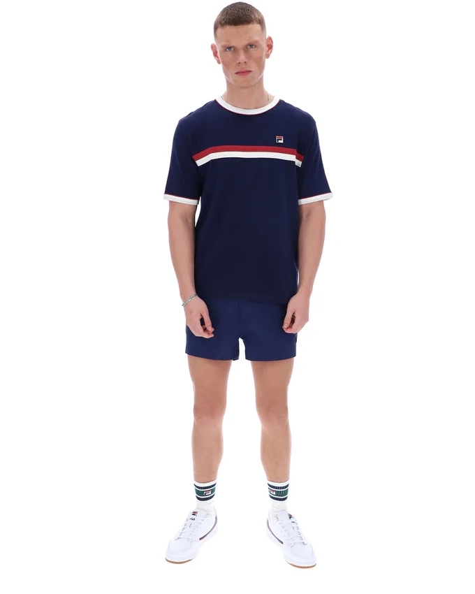 Fila Navy Rosario T-Shirt mit Frottee-Streifen