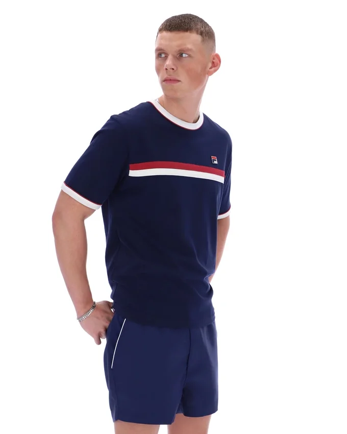Fila Navy Rosario T-Shirt mit Frottee-Streifen