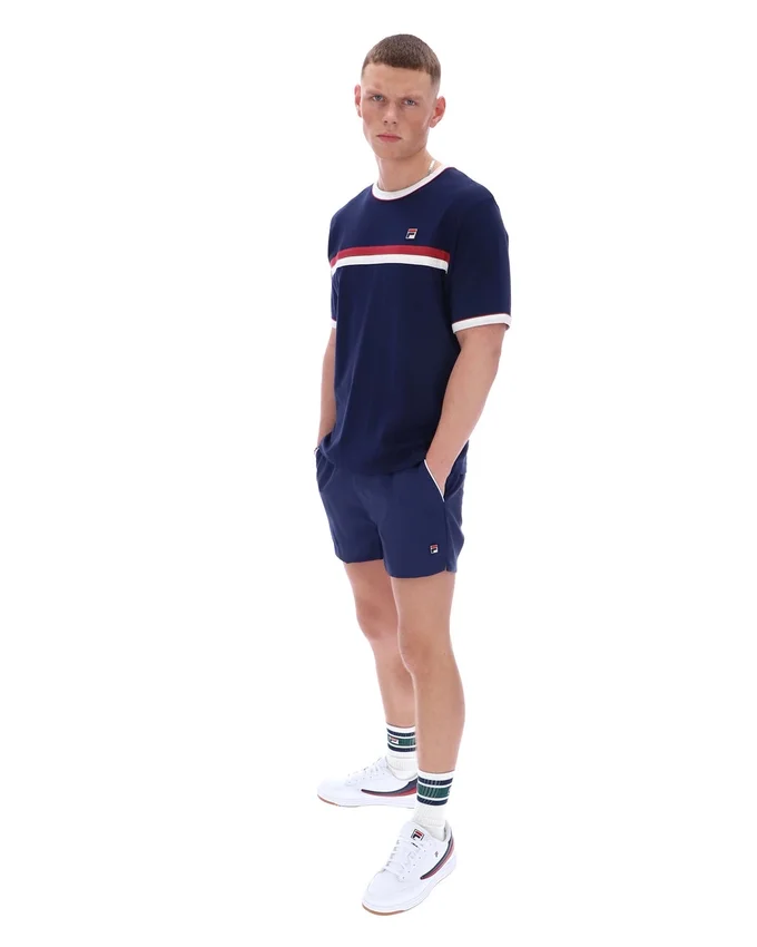 Fila Navy Rosario T-Shirt mit Frottee-Streifen