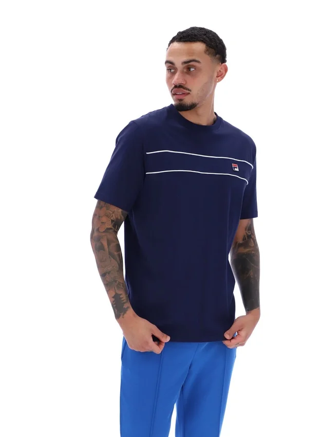 Fila Navy Williams T-Shirt mit Kontrastpaspel