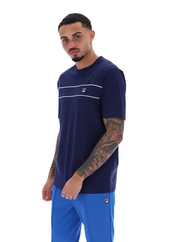 Fila Navy Williams T-Shirt mit Kontrastpaspel