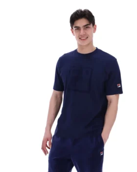Fila Pepe-T-Shirt in Marineblau mit Flock-Logo