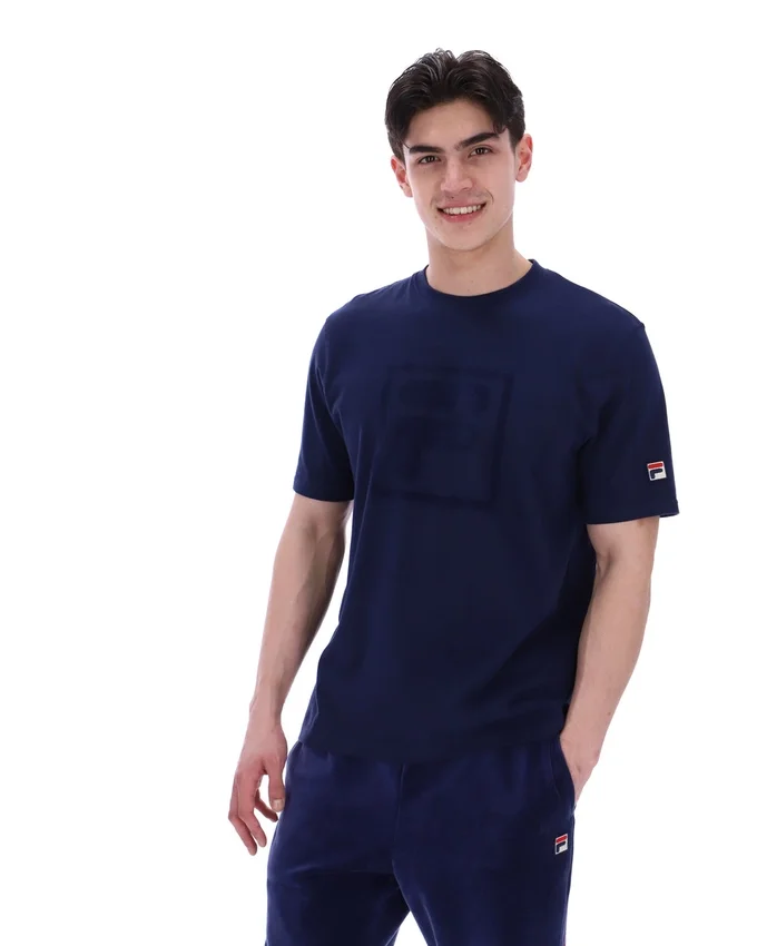 Fila Pepe-T-Shirt in Marineblau mit Flock-Logo