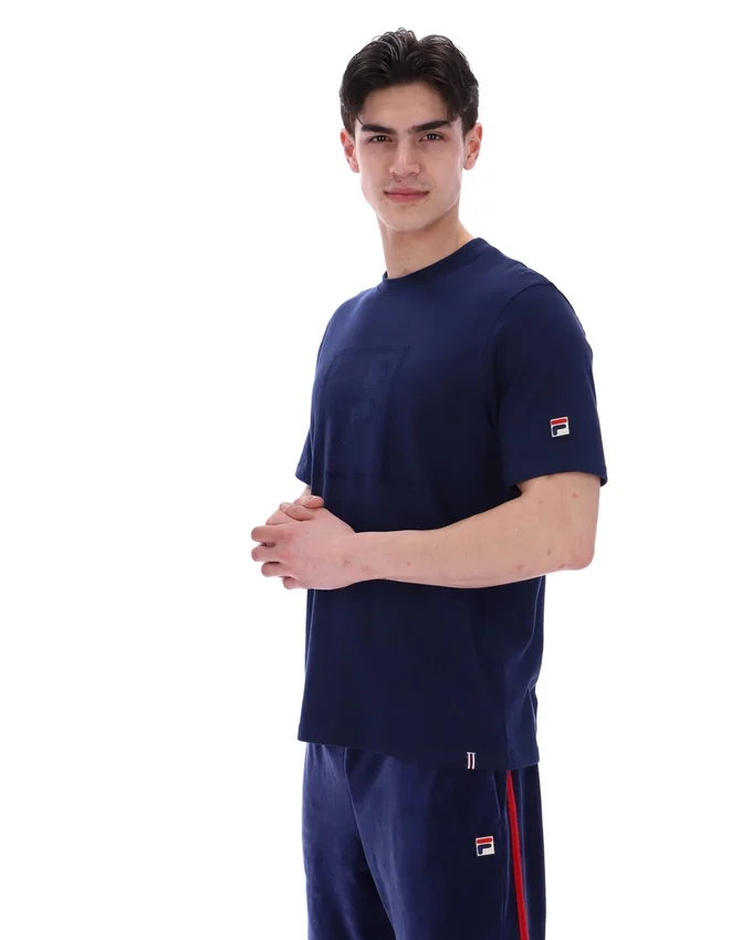 Fila Pepe-T-Shirt in Marineblau mit Flock-Logo