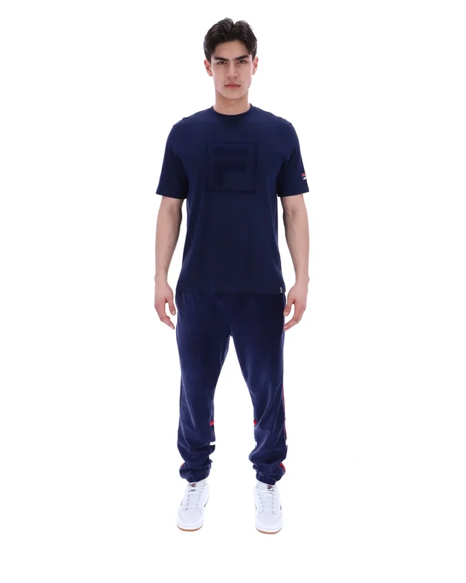 Fila Pepe-T-Shirt in Marineblau mit Flock-Logo