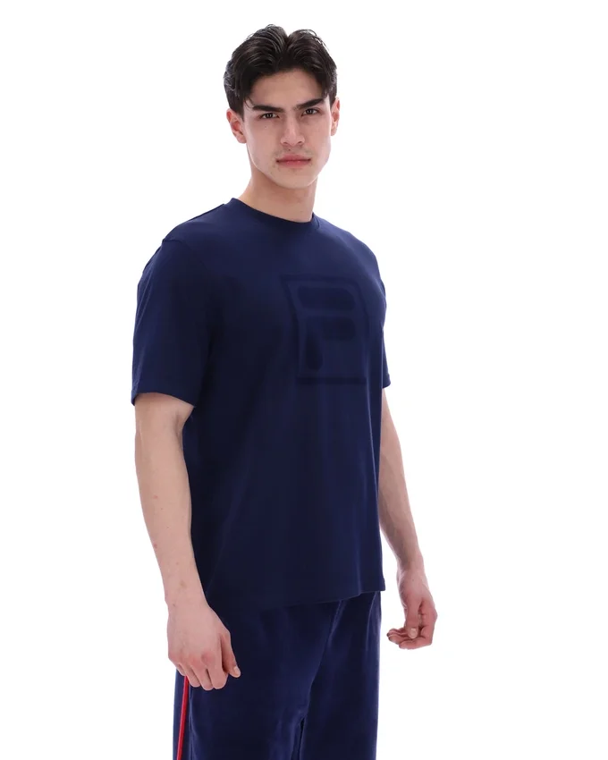 Fila Pepe-T-Shirt in Marineblau mit Flock-Logo