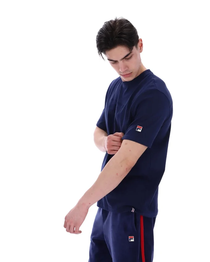 Fila Pepe-T-Shirt in Marineblau mit Flock-Logo