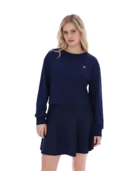 Fila Sestri Sweatshirt mit weitem Rundhalsausschnitt in Marineblau