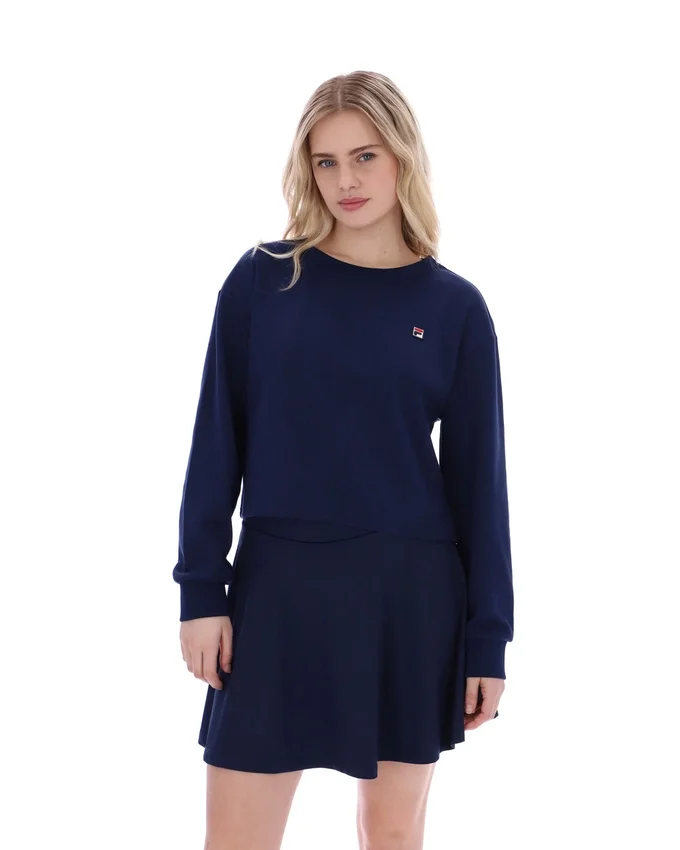 Fila Sestri Sweatshirt mit weitem Rundhalsausschnitt in Marineblau