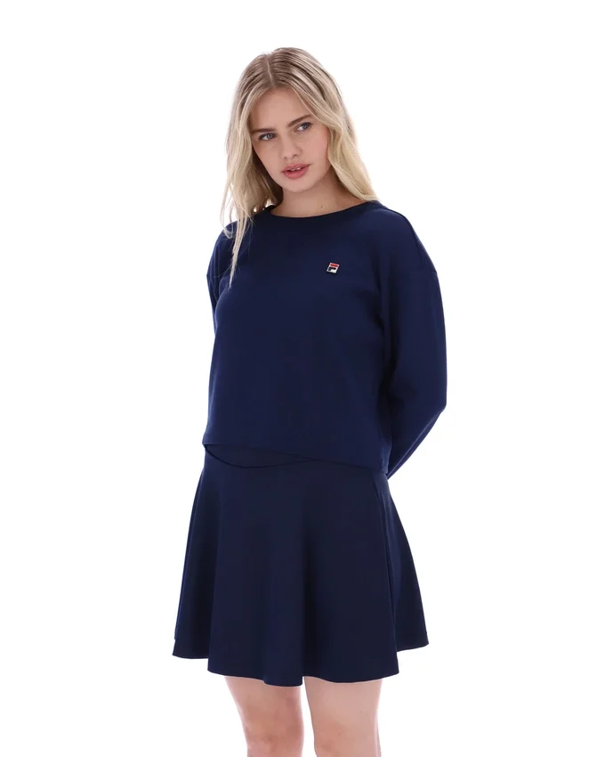 Fila Sestri Sweatshirt mit weitem Rundhalsausschnitt in Marineblau