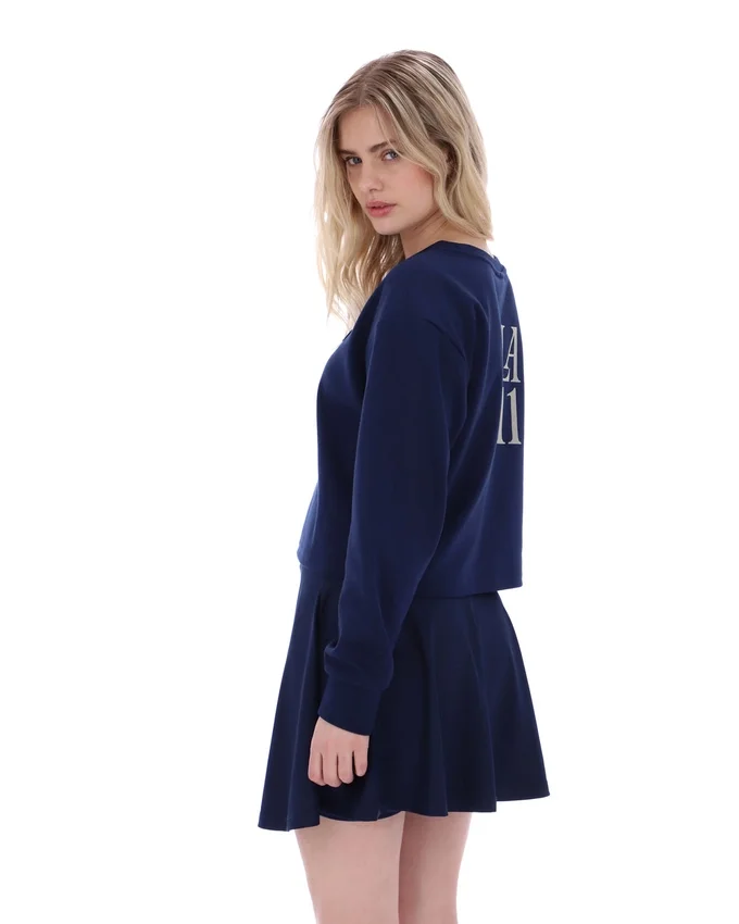 Fila Sestri Sweatshirt mit weitem Rundhalsausschnitt in Marineblau