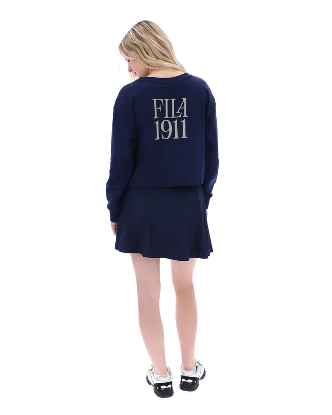 Fila Sestri Sweatshirt mit weitem Rundhalsausschnitt in Marineblau