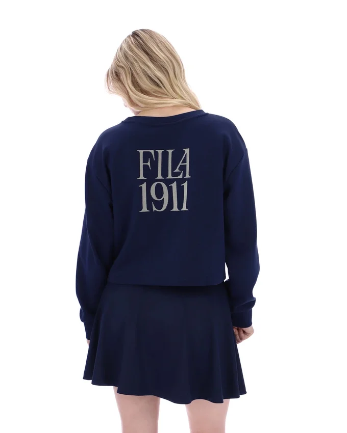 Fila Sestri Sweatshirt mit weitem Rundhalsausschnitt in Marineblau