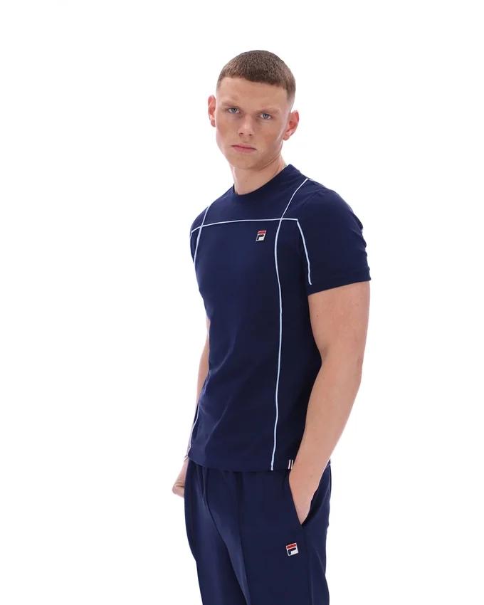 Fila Terri T-Shirt in Marineblau mit Kontrastpaspel