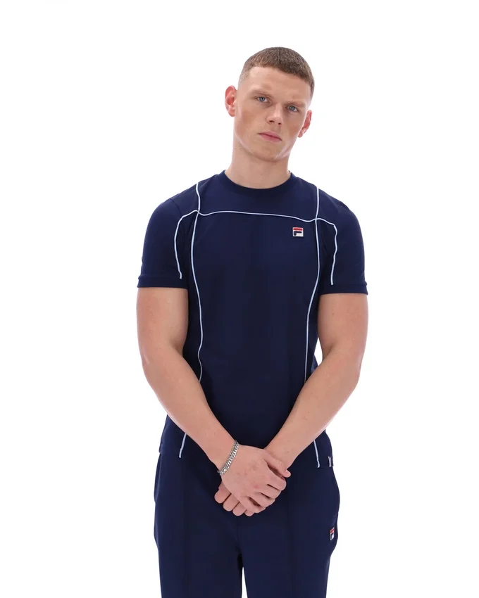 Fila Terri T-Shirt in Marineblau mit Kontrastpaspel