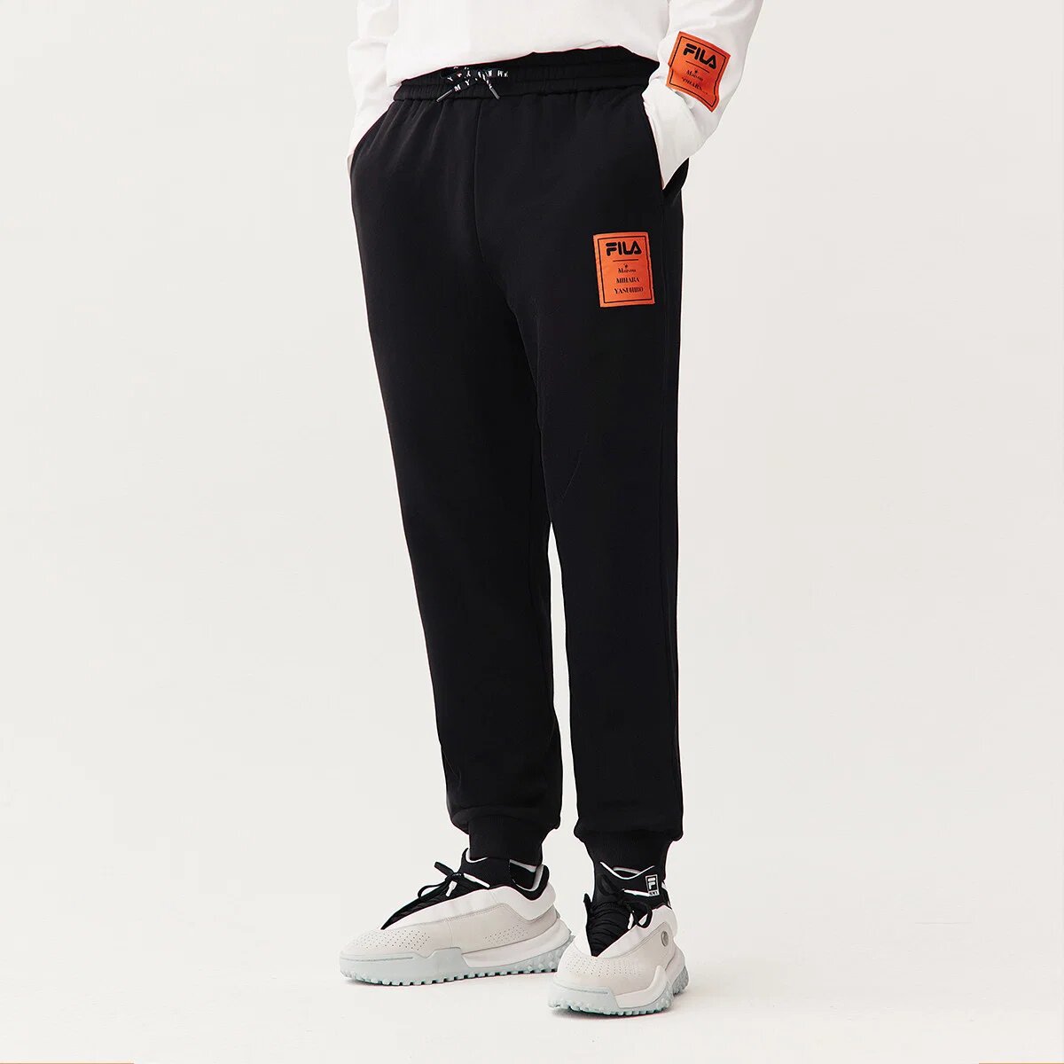 Fila x Mihara Crossover Casual Bundle Feet Sports Strick-Lange Hose Schwarz