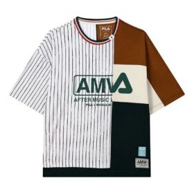 Fila x MIHARA YASUHIRO / Crossover-Streifen, kontrastierende Farben, Rundhalsausschnitt, locker sitzend, kurze Ärmel, Colorblock
