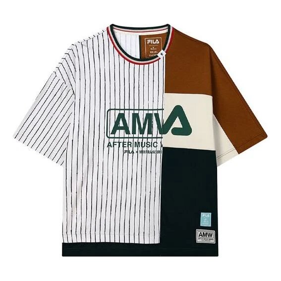 Fila x MIHARA YASUHIRO / Crossover-Streifen, kontrastierende Farben, Rundhalsausschnitt, locker sitzend, kurze Ärmel, Colorblock