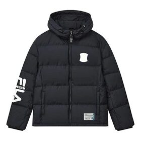Fila x Mihara Yasuhiro Kollaborations-Daunenjacke mit Kapuze in Oversize-Passform „Black White Blue“