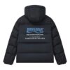 Fila x Mihara Yasuhiro Kollaborations-Daunenjacke mit Kapuze in Oversize-Passform „Black White Blue“