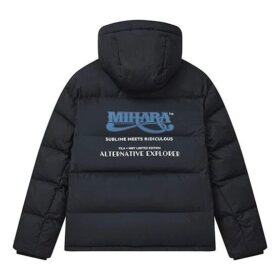 Fila x Mihara Yasuhiro Kollaborations-Daunenjacke mit Kapuze in Oversize-Passform „Black White Blue“