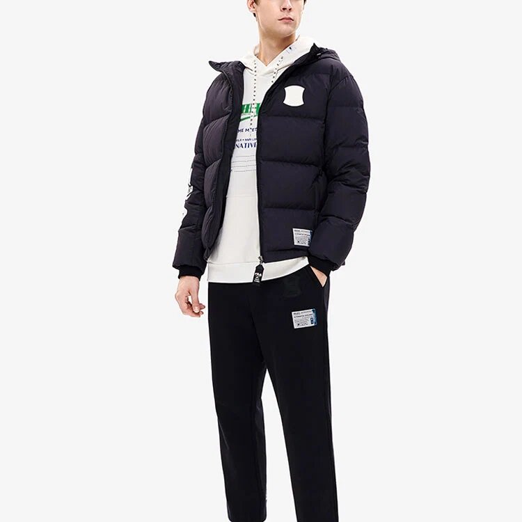 Fila x Mihara Yasuhiro Kollaborations-Daunenjacke mit Kapuze in Oversize-Passform „Black White Blue“