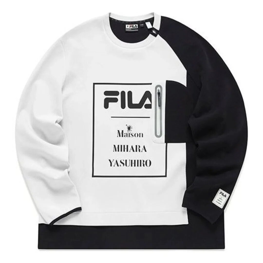 Fila x Mihara Yasuhiro Pullover mit Buchstabenprint „White Black“
