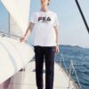 Fila x Pepe Shimada Crossover-Freizeit-Shorts für Herren, atmungsaktiv, mit Aufdruck, kurzärmelig, weiß