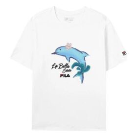 Freizeit-Sport-Shorts mit Delfin-Aufdruck, kurzärmelig, Weiß