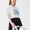 Freizeit-Sport-Shorts mit Delfin-Aufdruck, kurzärmelig, Weiß
