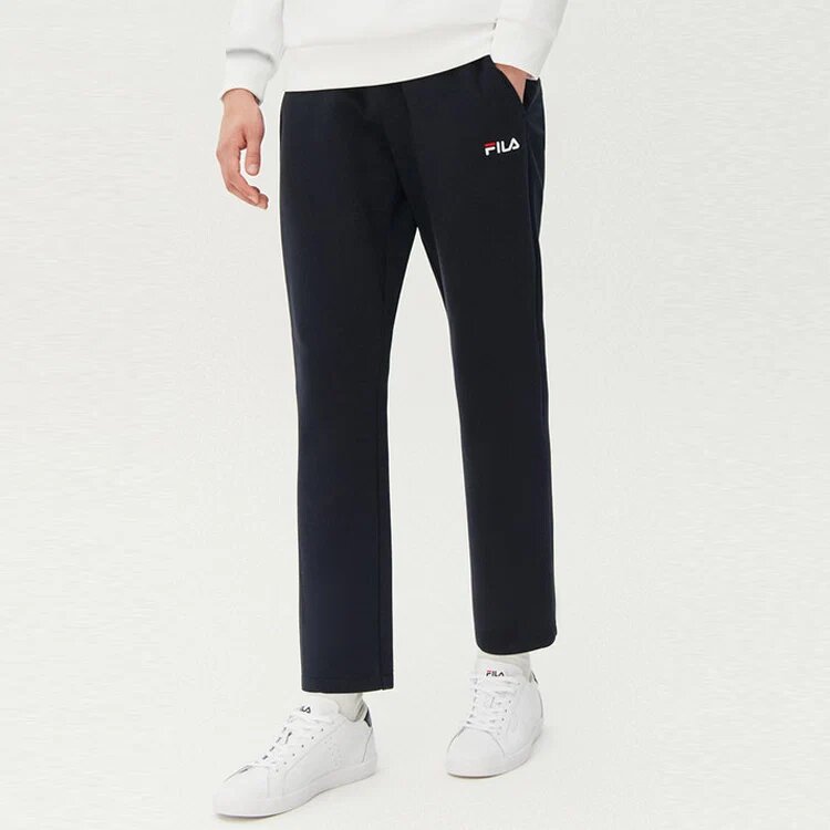 Gerade geschnittene Freizeithose – Warmhaltende Sport-Strickhose, lang, blau
