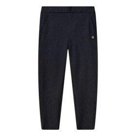 Gestreifte, gerade geschnittene Strick-Freizeithose, lang, blau
