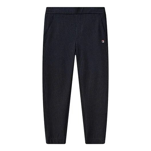 Gestreifte, gerade geschnittene Strick-Freizeithose, lang, blau