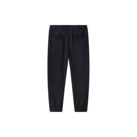 Gestreifte, gerade geschnittene Strick-Freizeithose, lang, blau