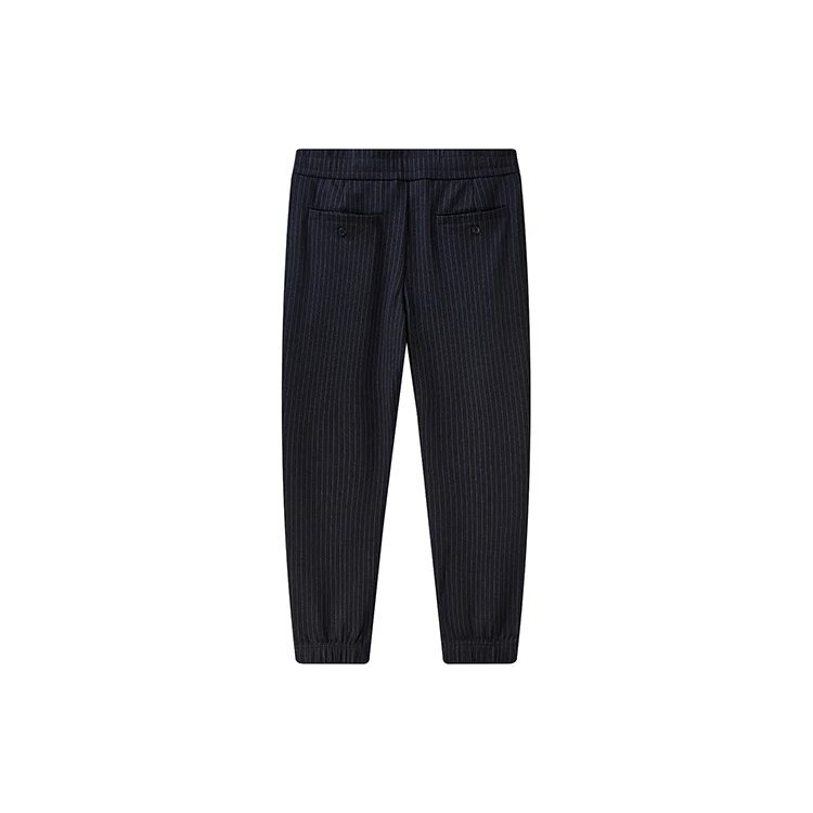 Gestreifte, gerade geschnittene Strick-Freizeithose, lang, blau
