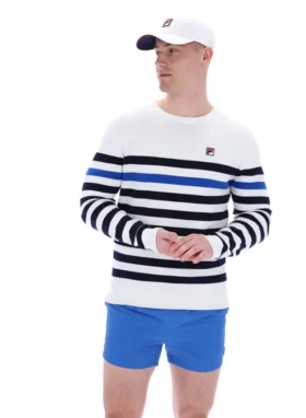 Gestreiftes Rakulan-Häkel-Sweatshirt