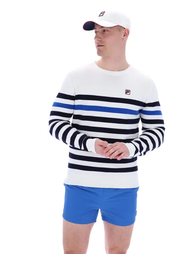 Gestreiftes Rakulan-Häkel-Sweatshirt