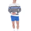 Gestreiftes Rakulan-Häkel-Sweatshirt