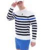 Gestreiftes Rakulan-Häkel-Sweatshirt
