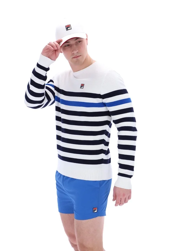 Gestreiftes Rakulan-Häkel-Sweatshirt