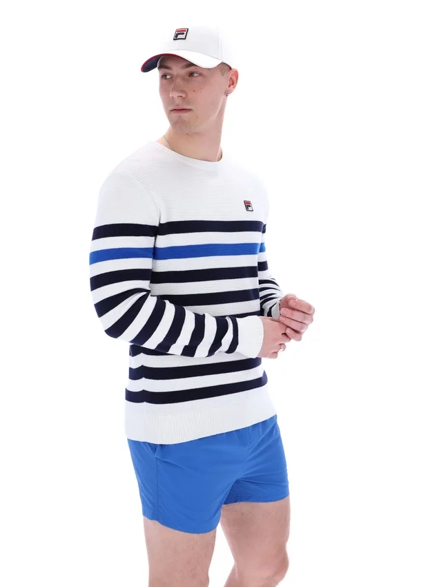 Gestreiftes Rakulan-Häkel-Sweatshirt