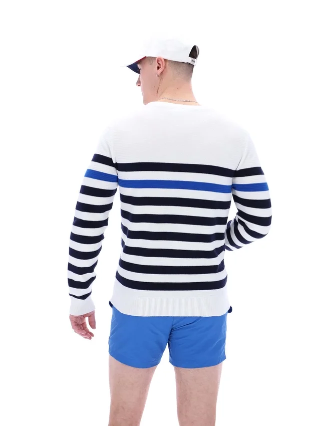 Gestreiftes Rakulan-Häkel-Sweatshirt