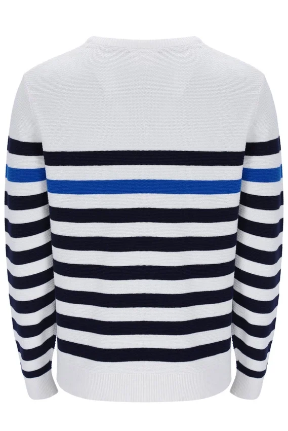 Gestreiftes Rakulan-Häkel-Sweatshirt