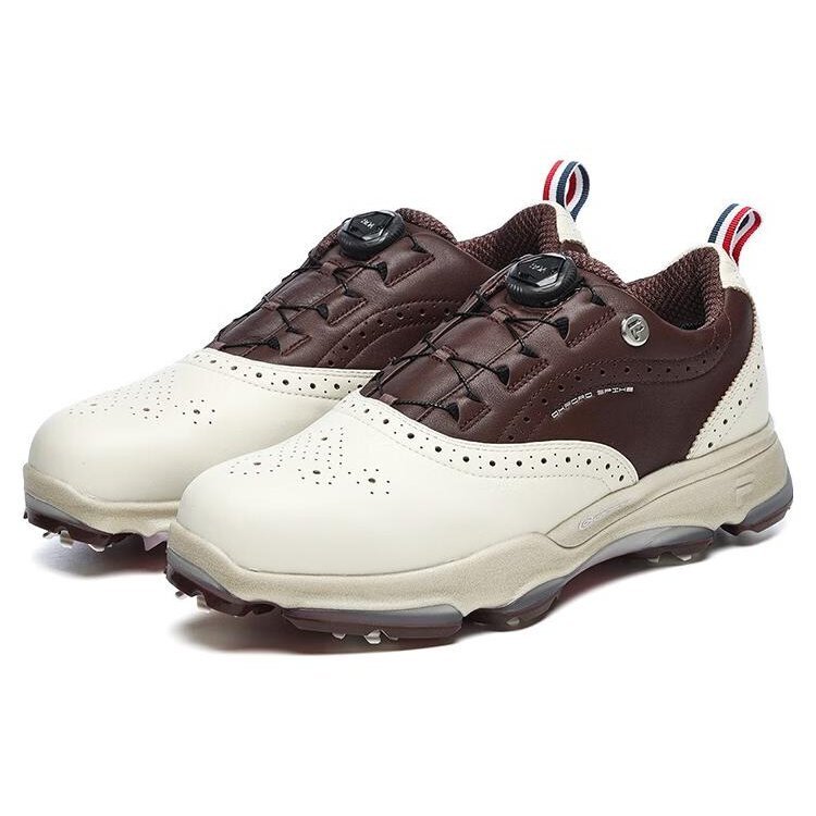 Golf Oxford Spike Sneaker „Weiß-Braun“