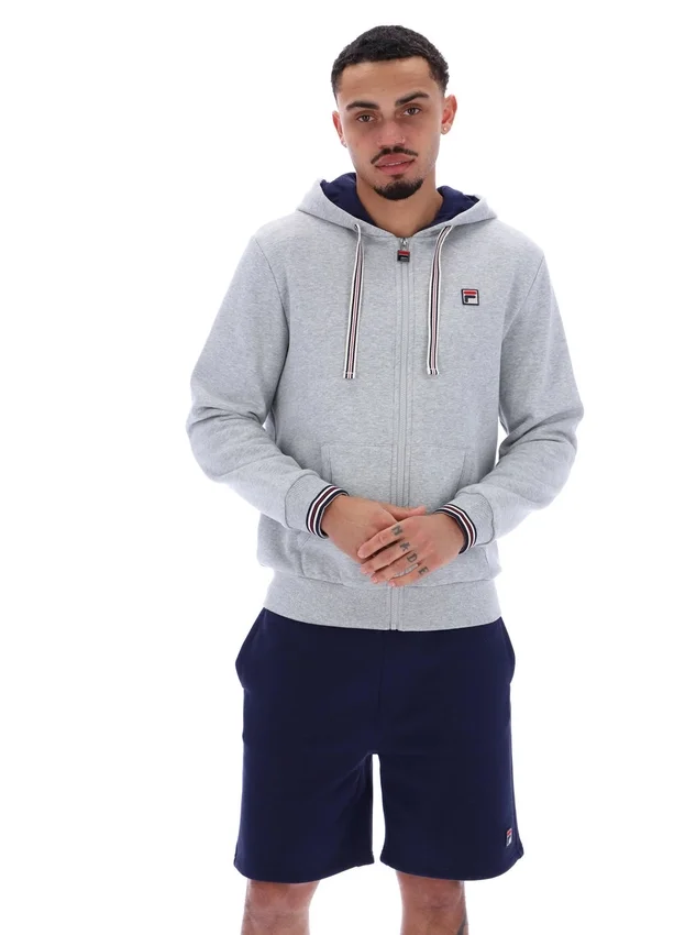 Grau melierter Tenconi-Hoodie mit Reißverschluss